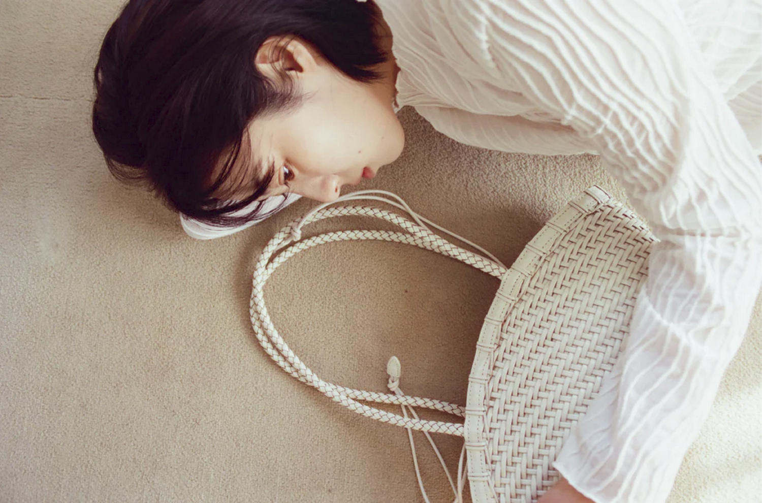 PREORDER Twig Basket Shoulder Bag (Dried Ivory)
